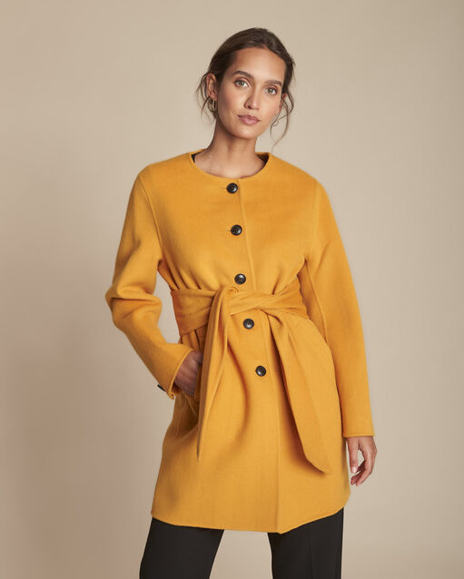 Thea yellow double-sided wool blend coat  (1) - Maison 123
