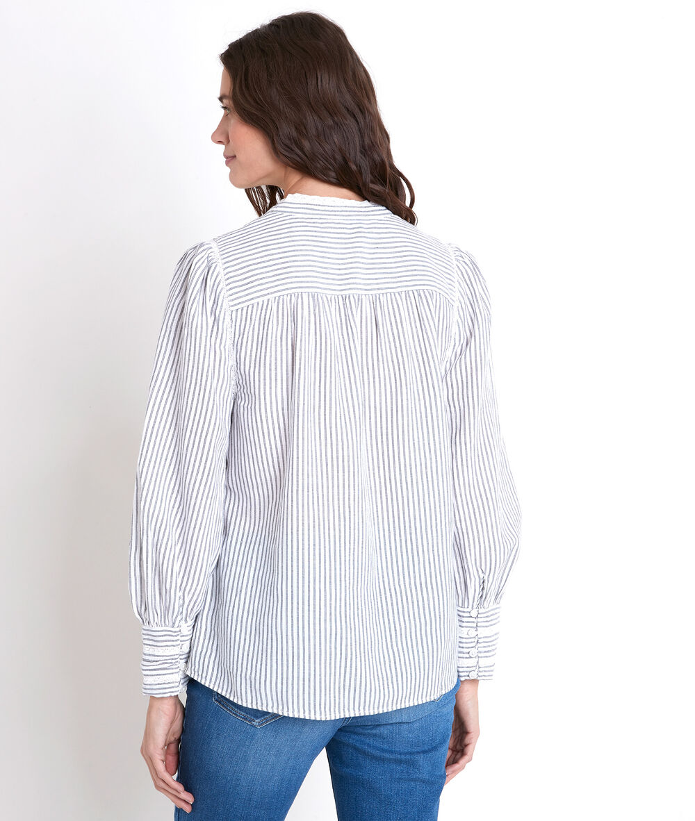 Johana striped embroidered blouse anthracite.