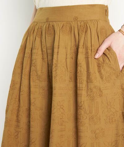 Desideria bronze embroidered cotton midi skirt PhotoZ | 1-2-3