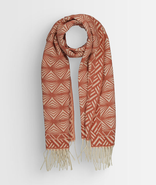 Plaine Large Scarf With Brick Red Graphic Print Women Maison 123