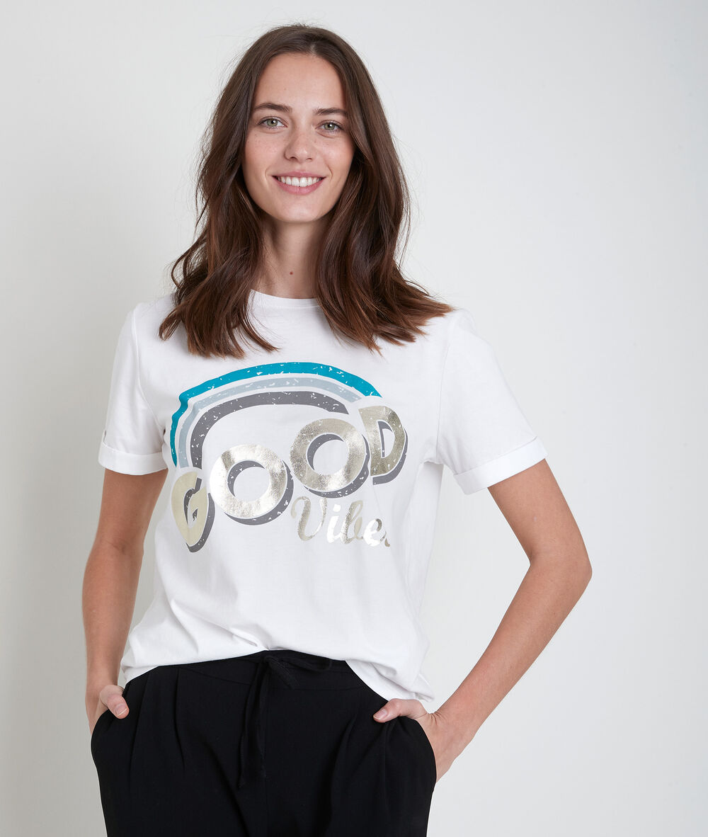 Irock white screen-printed t-shirt blanc.