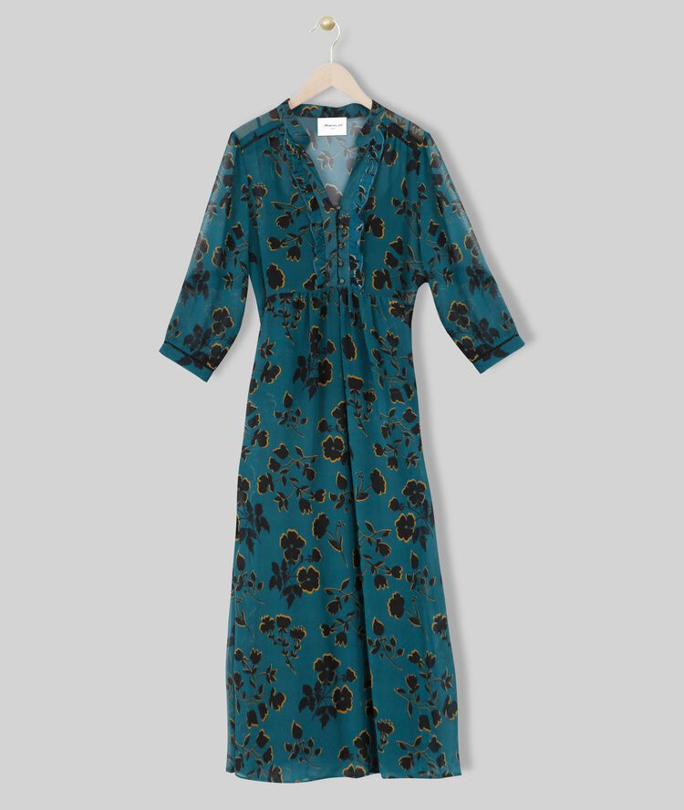Ivanie cypress long printed dress forest green.