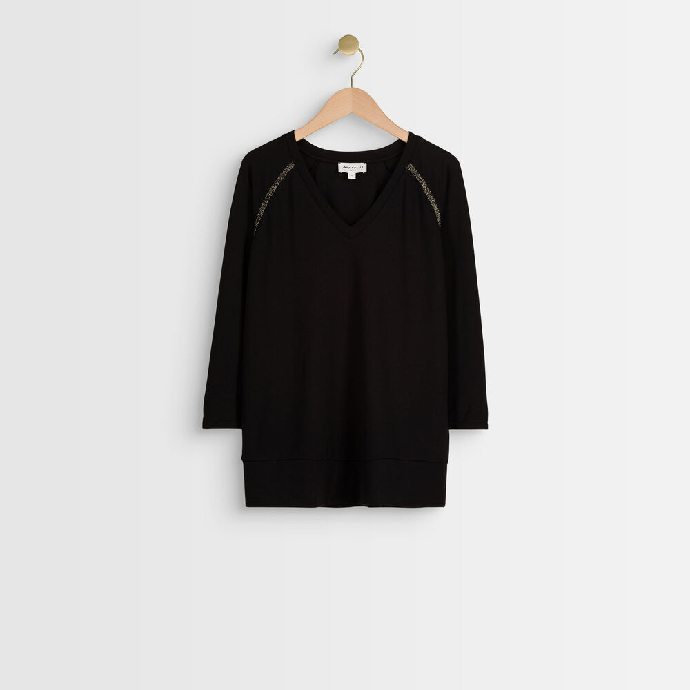 Darcy t-shirt with decorative v-neck noir.