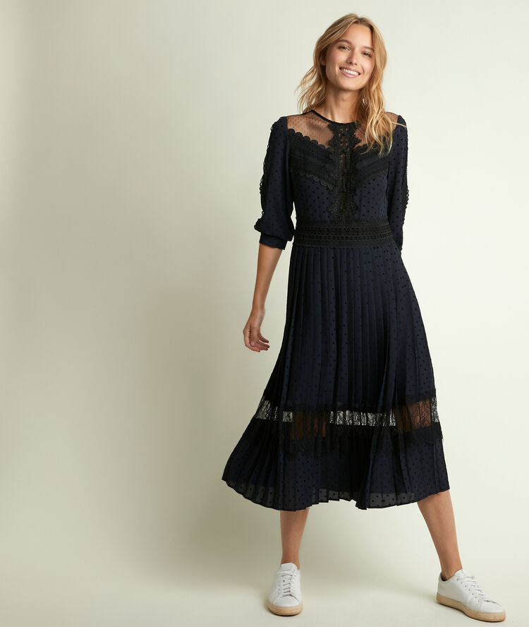 Orka long lace dress navy blue.