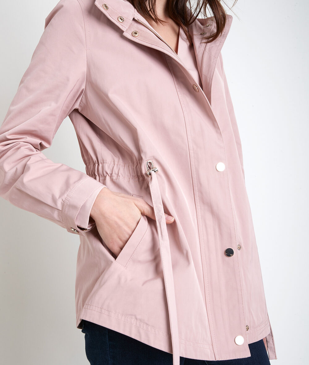 Nahia powder pink hooded parka poudre.