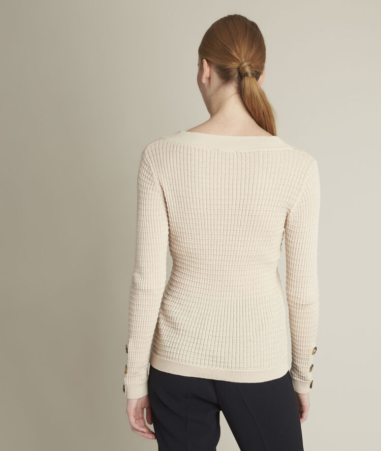 Dolmen beige pullover in recycled polyester greige.