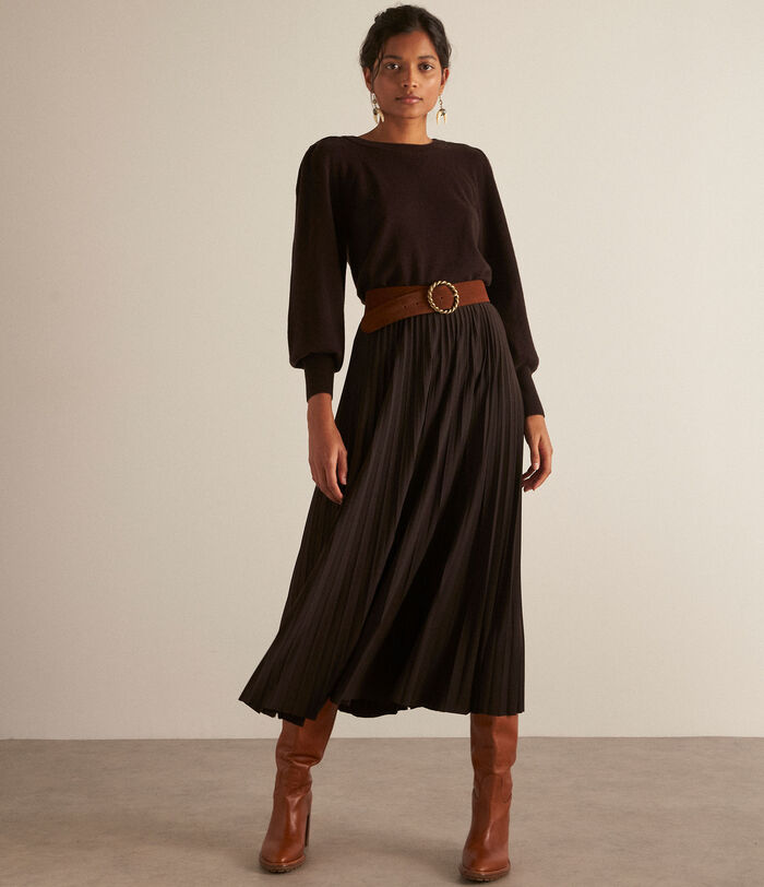 ELARA brown pleated skirt PhotoZ | 1-2-3