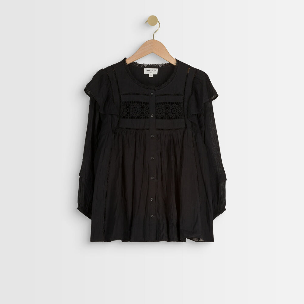Talia black cotton lace blouse noir.