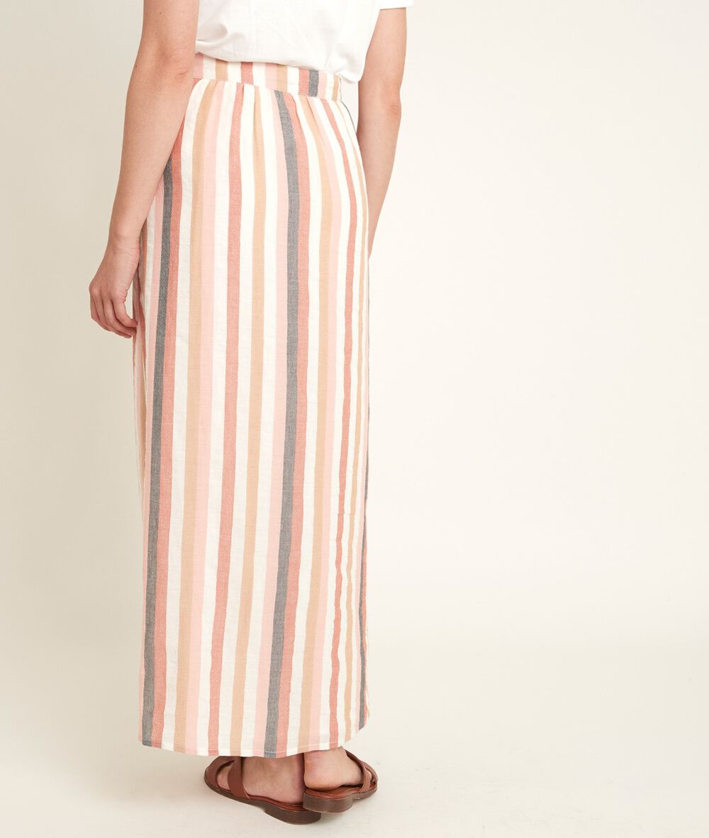Genny striped buttoned skirt rose des sables.