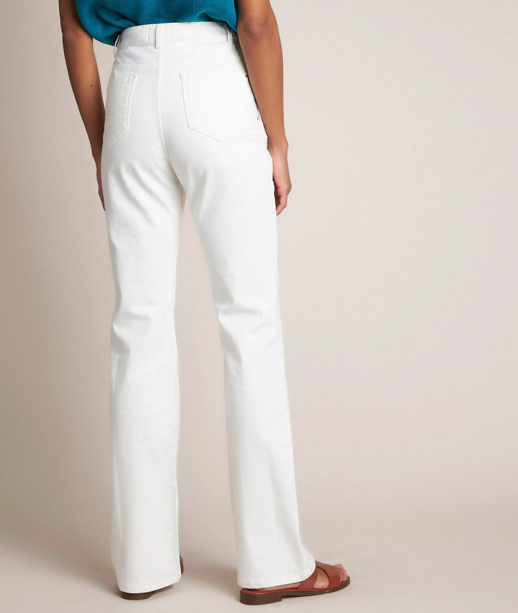 ecru flared jeans