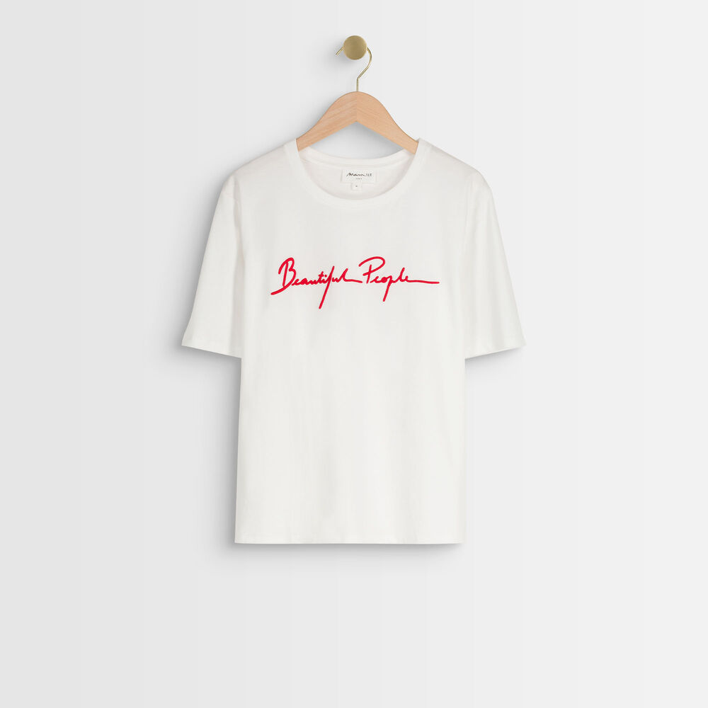 Idole ecru t-shirt with slogan ecru.