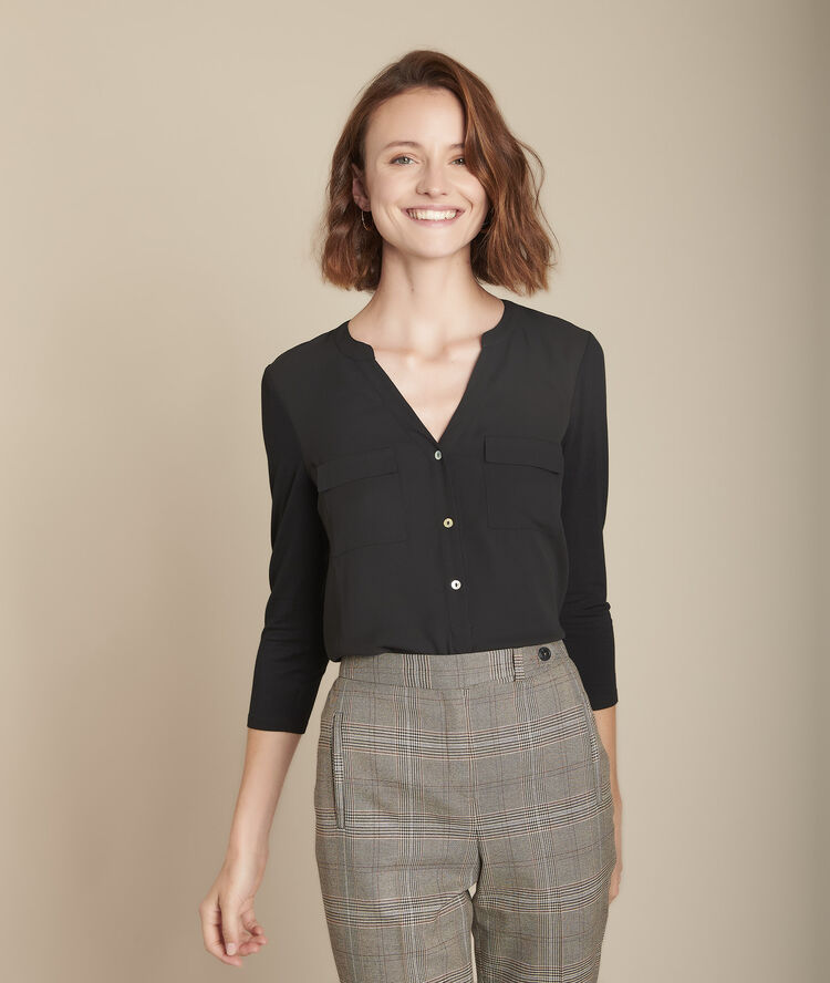 Genna black blouse with pearly buttons black.