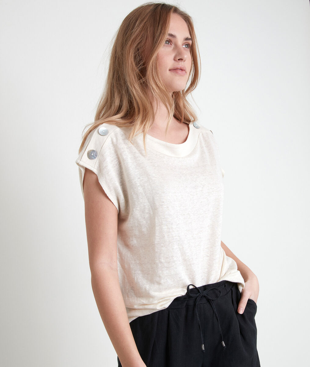 IROYAL vanilla-coloured linen top | 1-2-3 IROYAL vanilla-coloured linen top PhotoZ | 1-2-3