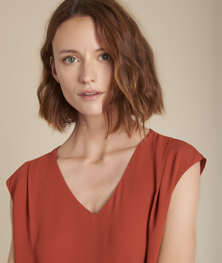 Neptune terracotta two-fabric blouse terracotta.