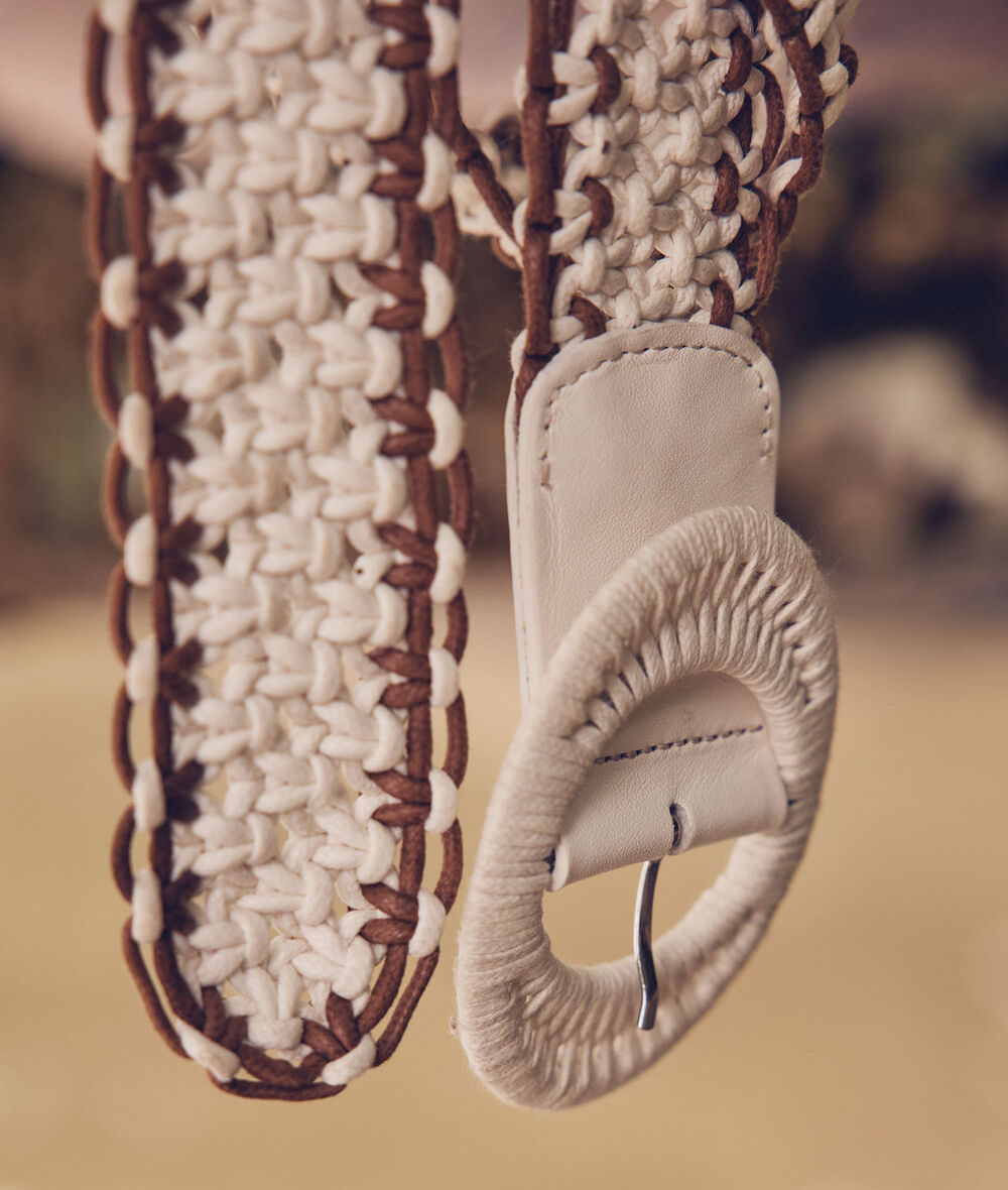 Basto white and brown braided cotton belt PhotoZ | 1-2-3