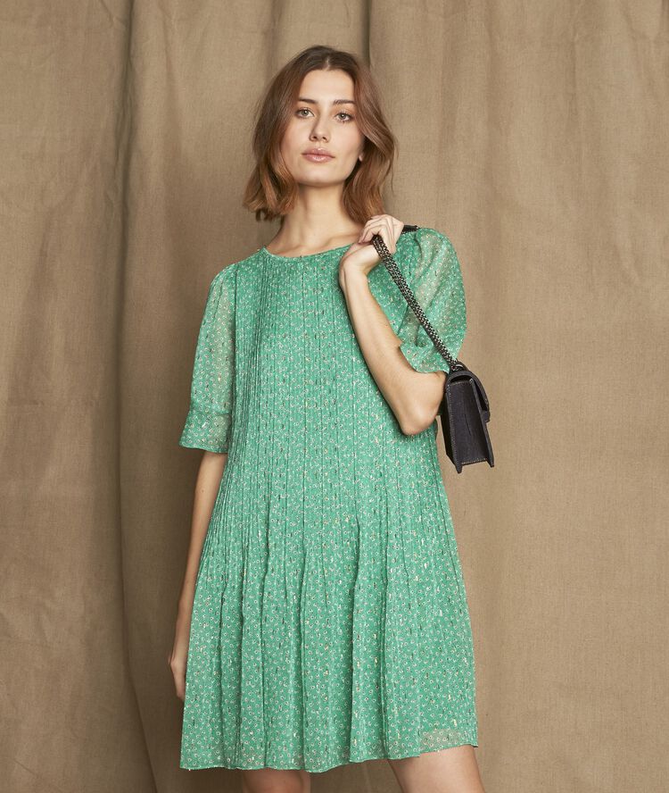 Coralia printed pleated dress meadow.