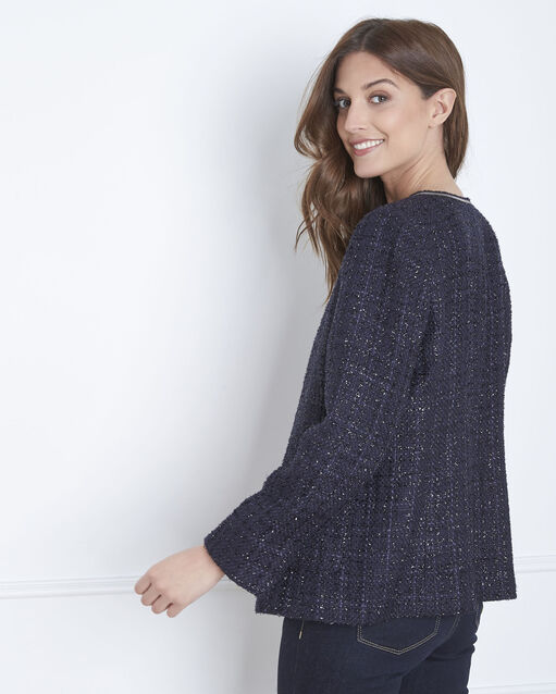 Farley red floral print jacket navy.