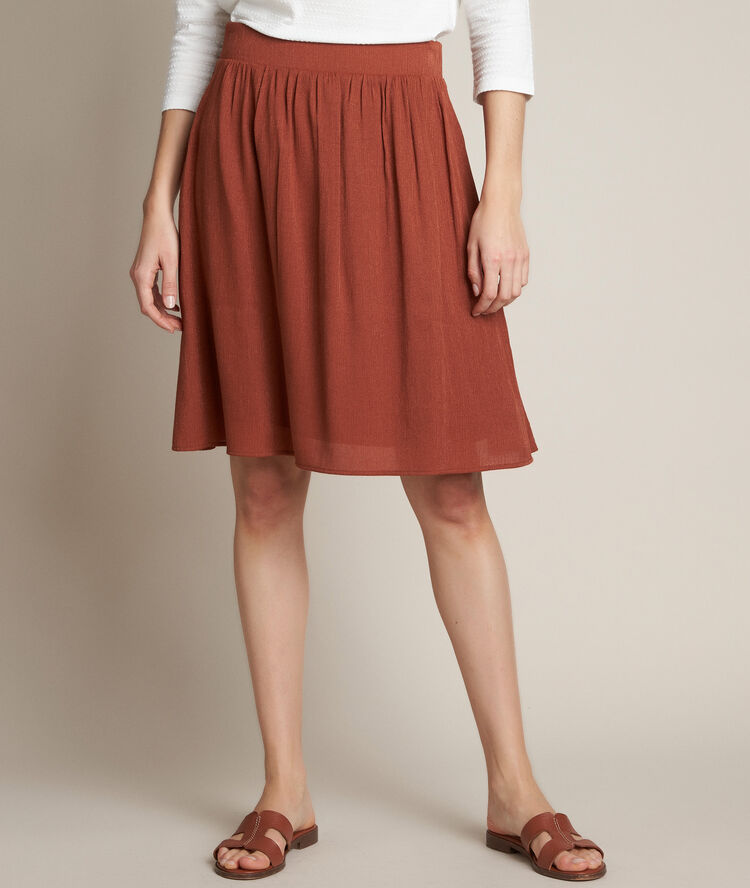 Jupe pliss&eacute;e brillante bisou cinnamon.