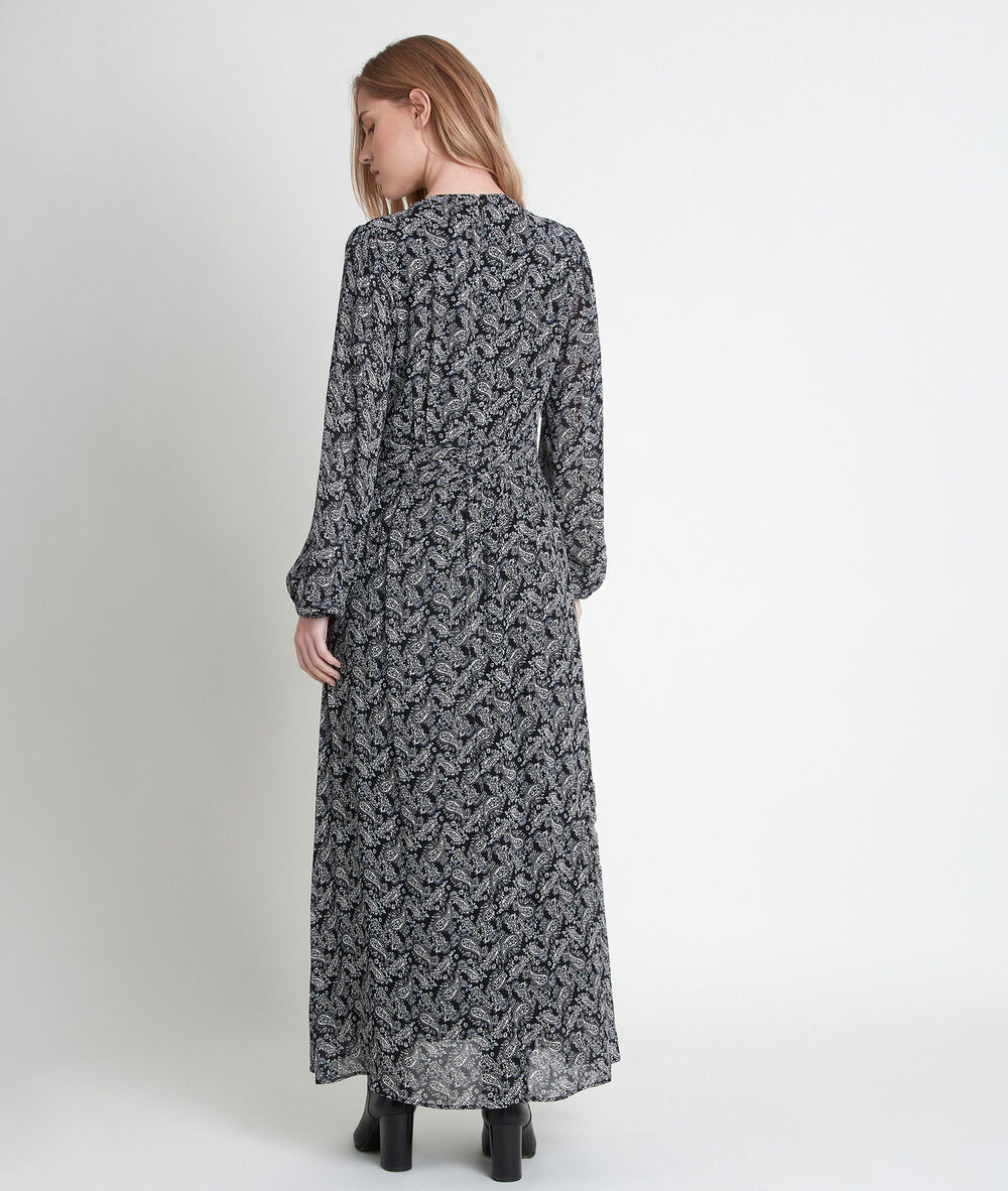 Lea maxi paisley print dress noir.