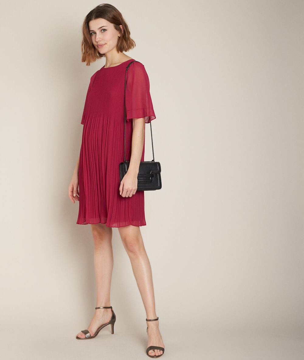 Coralia cyclamen pleated dress purple.