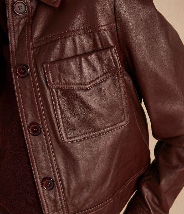 Donna short burgundy leather jacket PhotoZ | 1-2-3