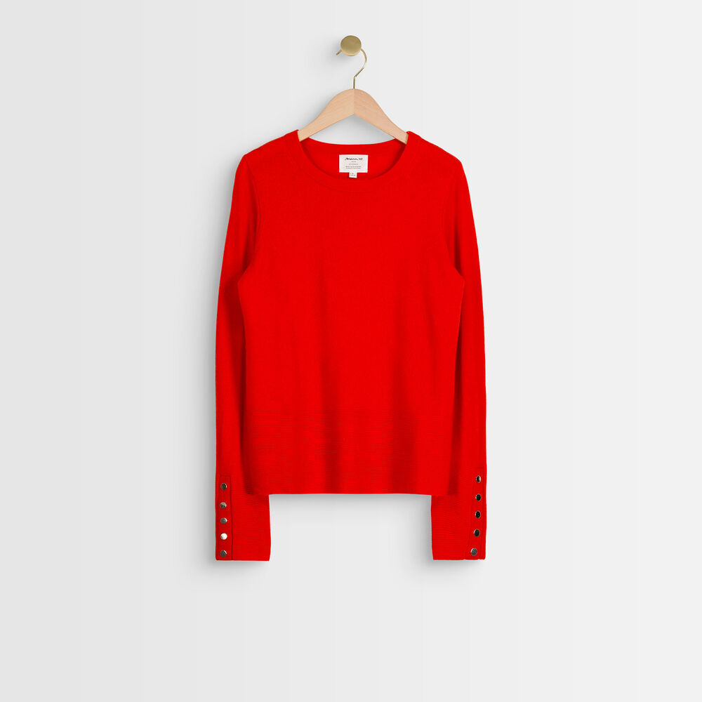 River orange cashmere pullover geranium.