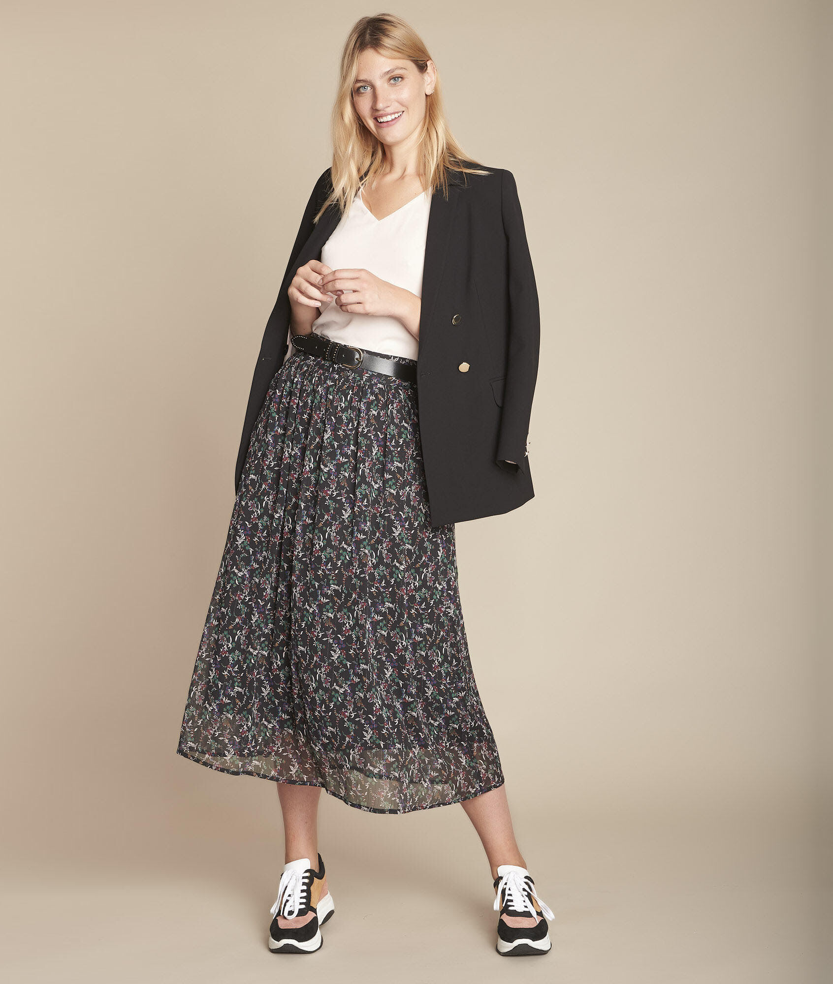 long black floral skirt