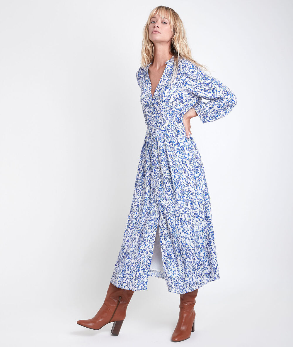 Carola printed maxi dress ecru.