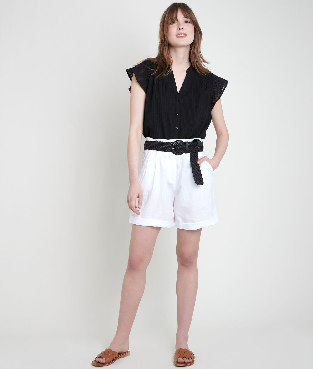 FARIEL white certified linen shorts PhotoZ | 1-2-3