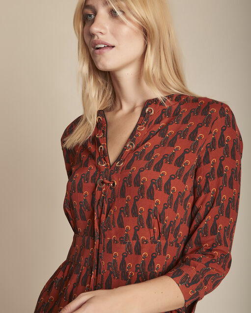 Ivita mahogany printed dress (2) - Maison 123
