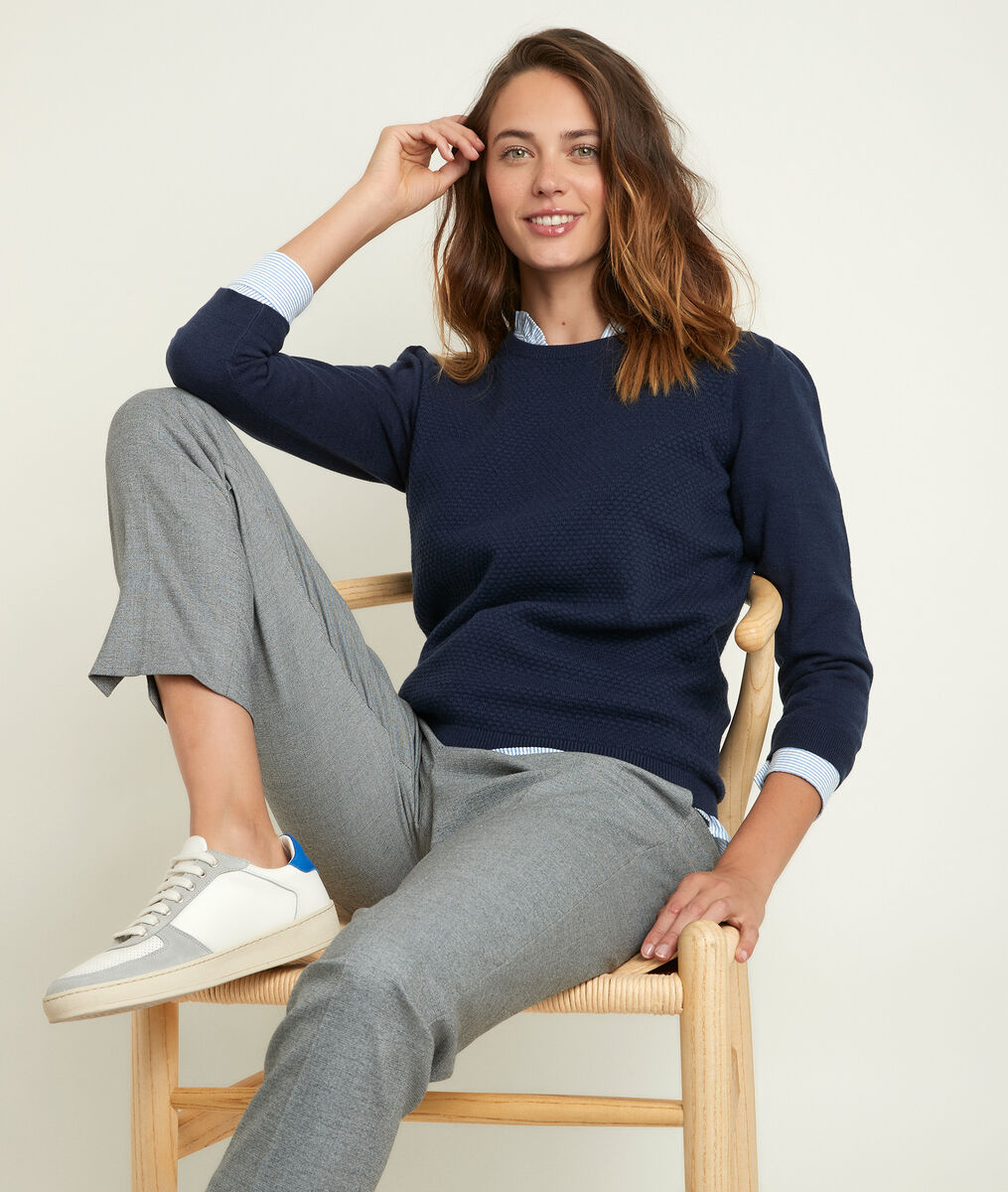 Rimel indigo honeycomb pullover | 1-2-3 Rimel indigo honeycomb pullover PhotoZ | 1-2-3