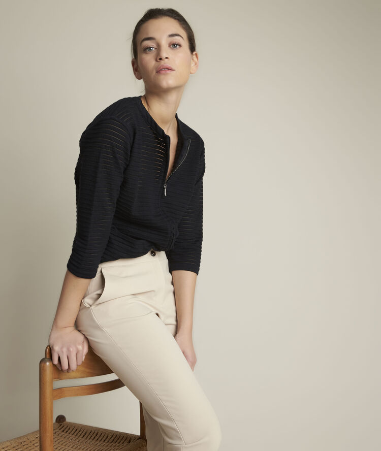 Romeo openwork striped cardigan black.