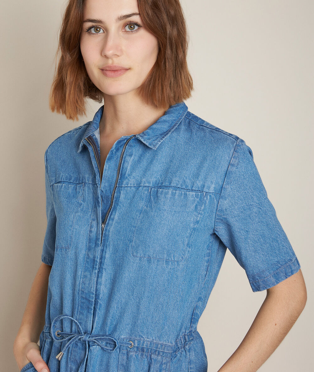 Camelia denim shift dress dark brownish-grey.