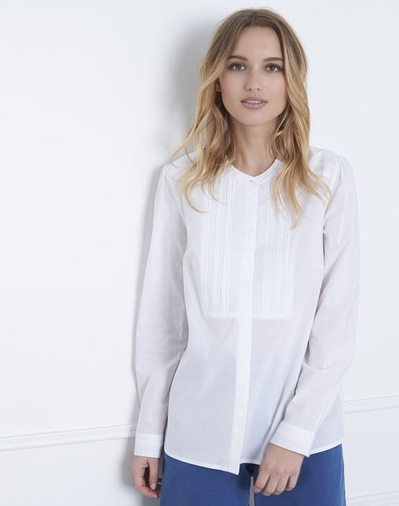 Vahina ecru blouse with embroidered bib | 1-2-3 Vahina ecru blouse with embroidered bib PhotoZ | 1-2-3