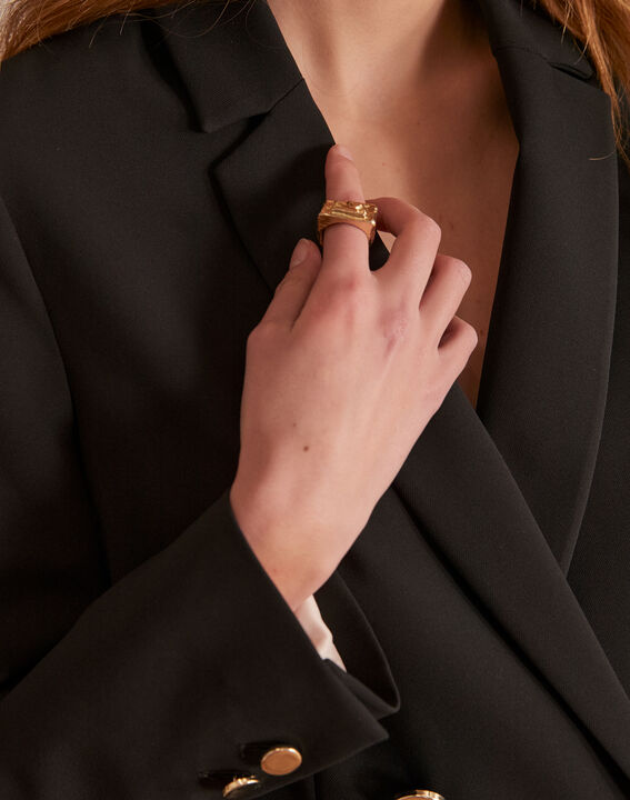 Florine microfibre long black double-breasted jacket | 1-2-3 Florine microfibre long black double-breasted jacket PhotoZ | 1-2-3