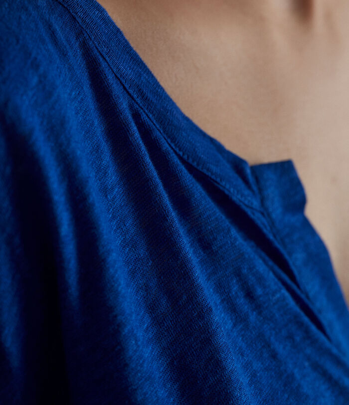 Cirsee royal-blue eco-friendly linen round-neck T-shirt PhotoZ | 1-2-3