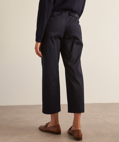 Tresor navy blue cotton straight-leg cropped trousers PhotoZ | 1-2-3