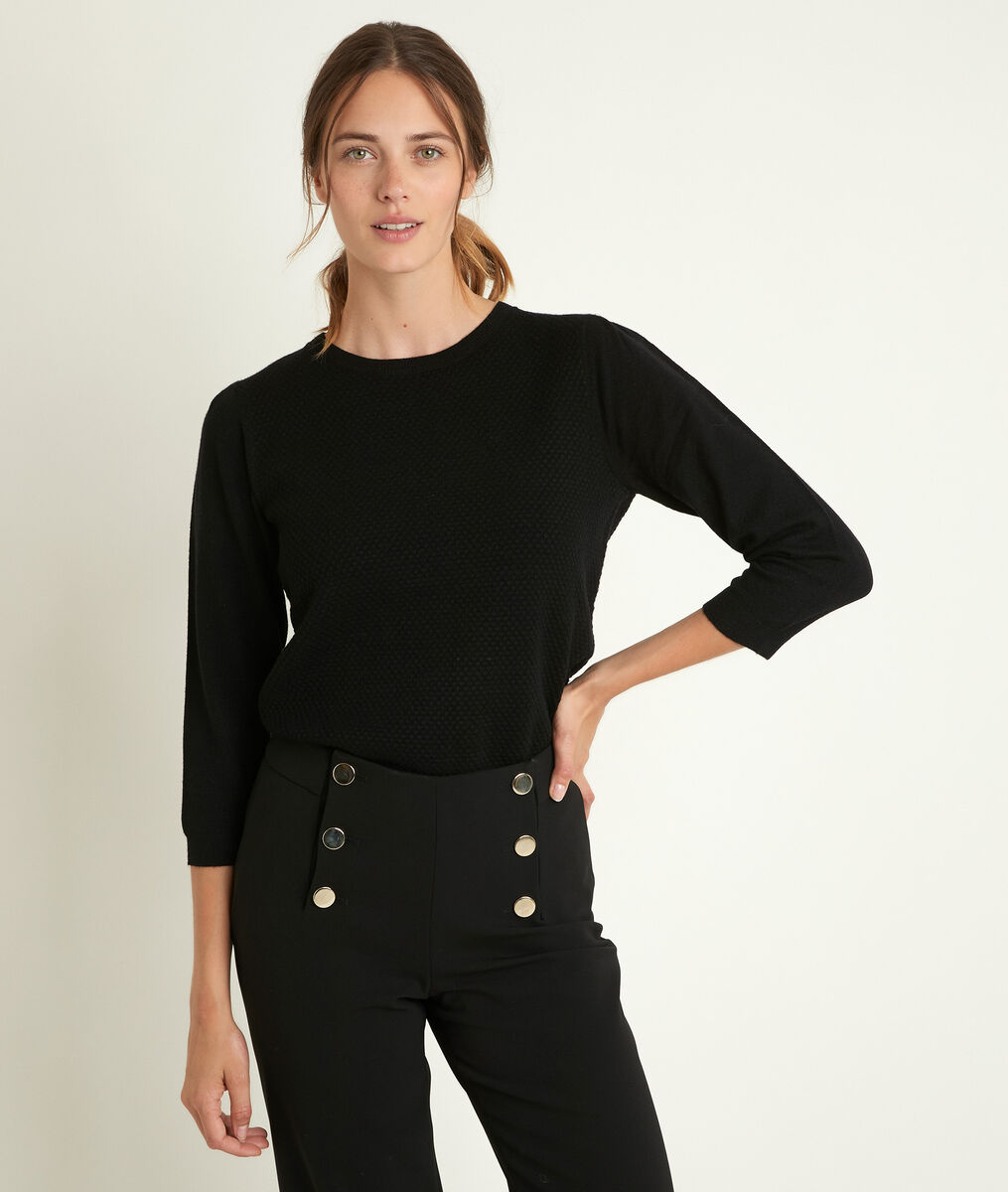 Rimel black honeycomb pullover | 1-2-3 Rimel black honeycomb pullover PhotoZ | 1-2-3