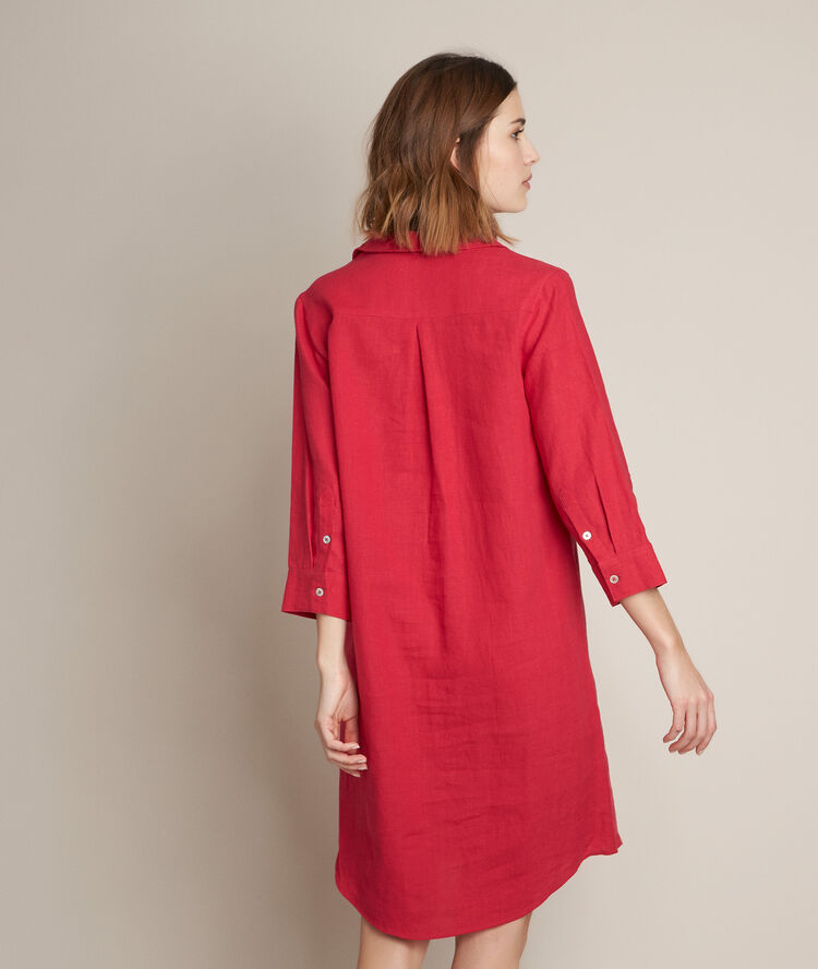 Céline linen shirt dress dark fuscia.