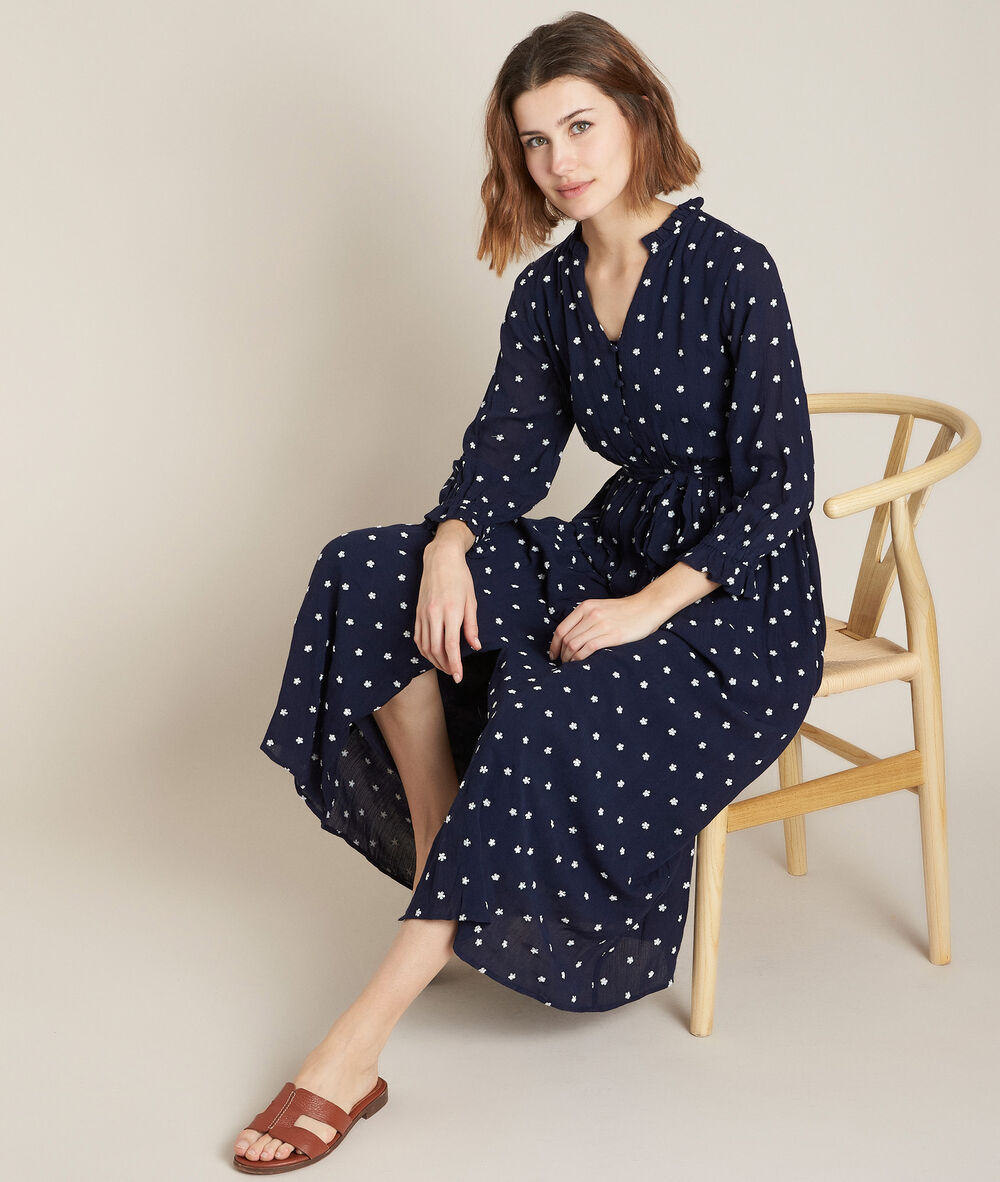 Cosiris embroidered maxi dress navy blue.