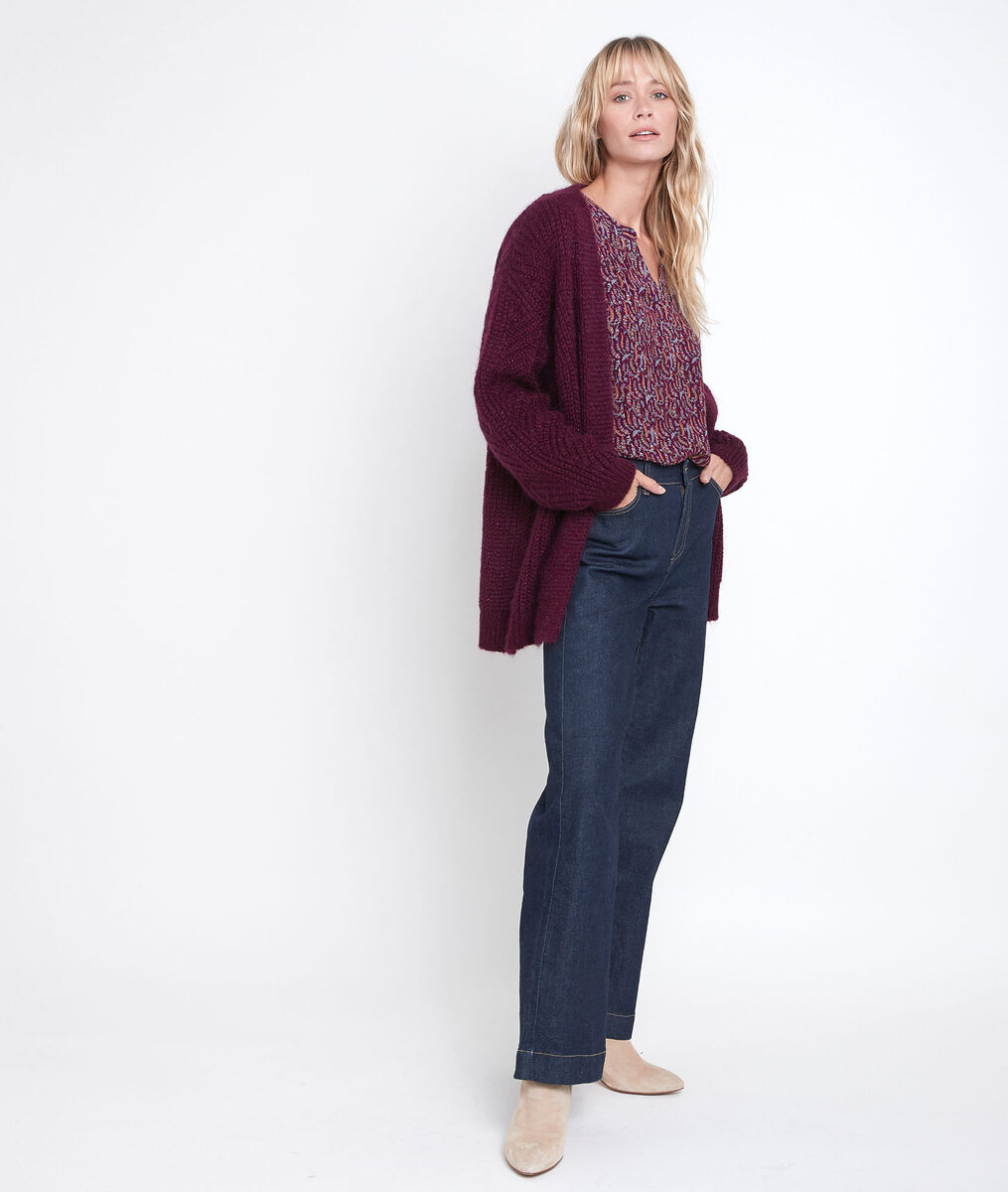 Rejane garnet mohair blend cardigan | 1-2-3 Rejane garnet mohair blend cardigan PhotoZ | 1-2-3