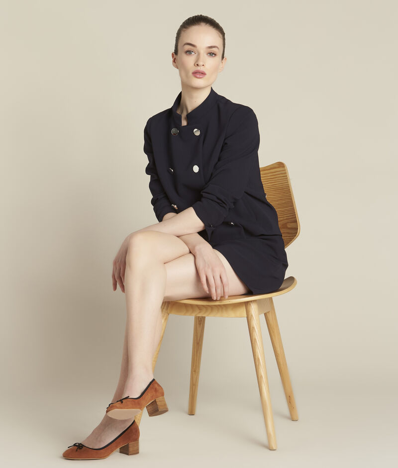Kalista camel velvet-effect shoes with square heels camel.