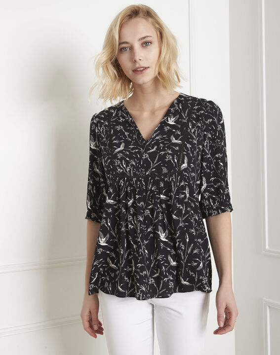 Vesuve black printed blouse | 1-2-3 Vesuve black printed blouse PhotoZ | 1-2-3