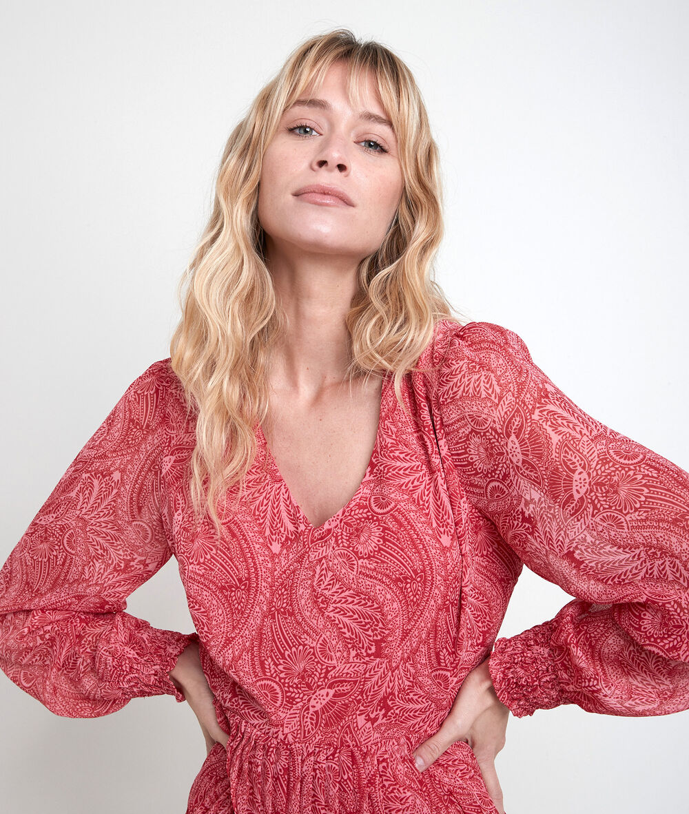 Lilo printed pleated dress bois de rose.
