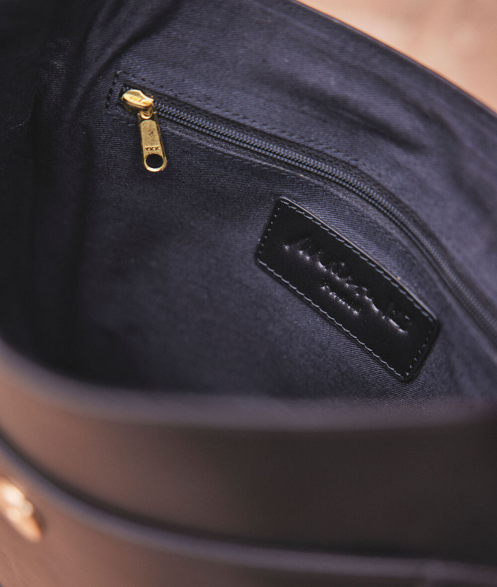Flore black leather messenger bag PhotoZ | 1-2-3