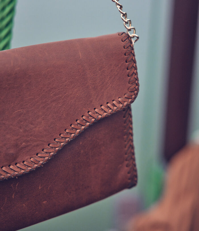 Fabre large flat brown leather clutch bag PhotoZ | 1-2-3