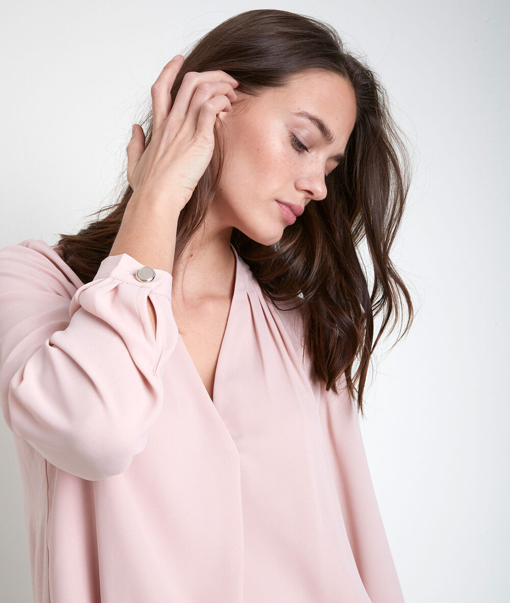 Davina pink two-fabric blouse bois de rose.