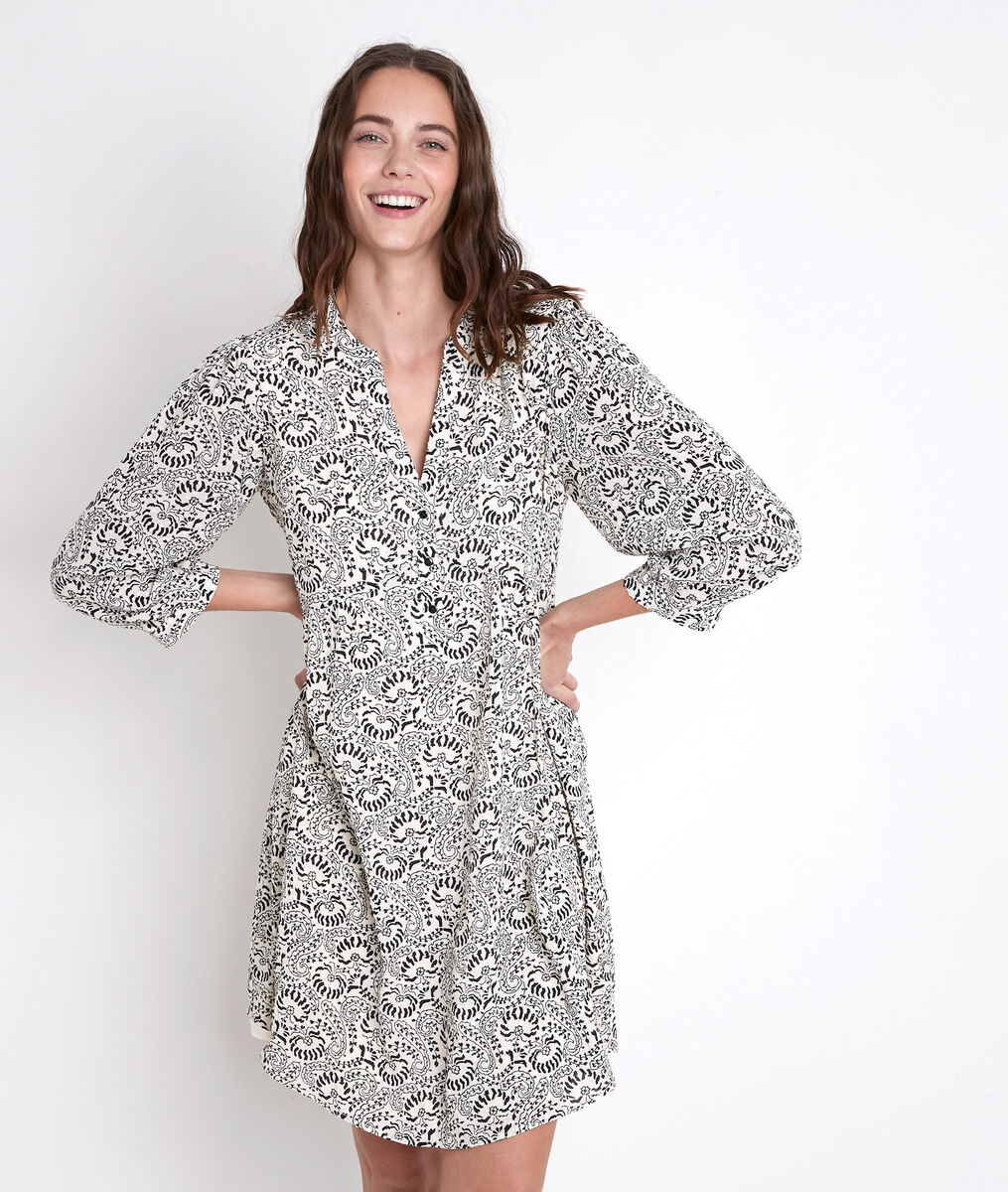 CALYPSO ecru printed dress | 1-2-3 CALYPSO ecru printed dress PhotoZ | 1-2-3