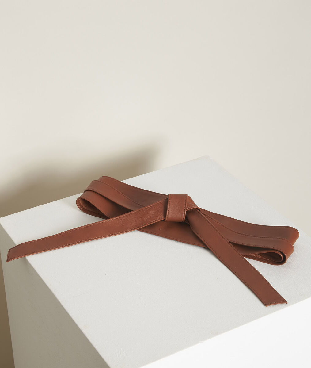 Raul camel-coloured leather tie belt | 1-2-3 Raul camel-coloured leather tie belt PhotoZ | 1-2-3