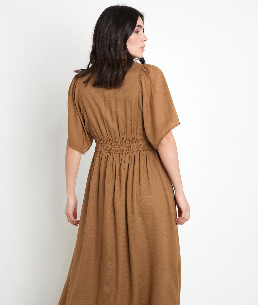 Lauretta embroidered bronze-coloured dress bronze.